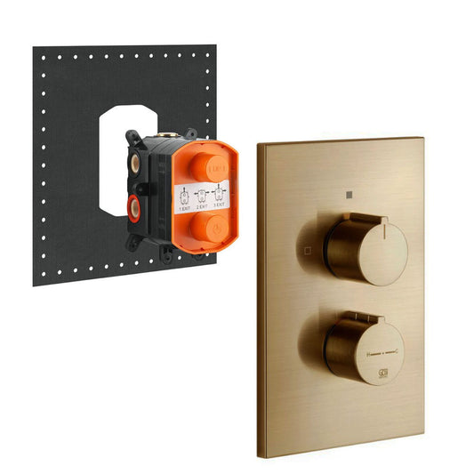 Gessi Emperio 3-weg inbouw + afbouwdeel douche thermostaatkraan, Warm Geborsteld Brons