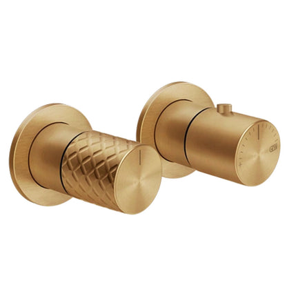 Gessi Habito Intreccio inbouw thermostaat afbouwdeel met 2-weg omsteller, Warm geborsteld brons PVD