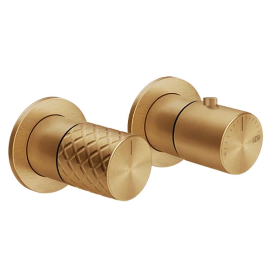 Gessi Habito Intreccio inbouw thermostaat afbouwdeel met 2-weg omsteller, Warm geborsteld brons PVD