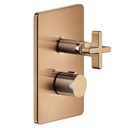 Gessi Incisso X design inbouw douchthermostaat afbouwdelen 3-weg, koper PVD