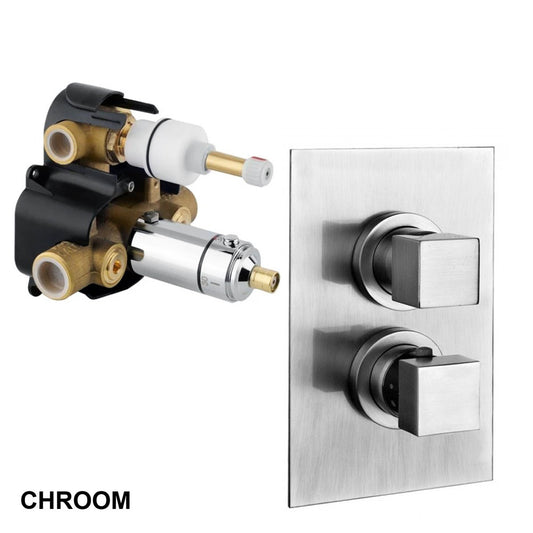 Gessi Rettangolo inbouw douchthermostaat afbouw + inbouwdeel 2-weg, chroom