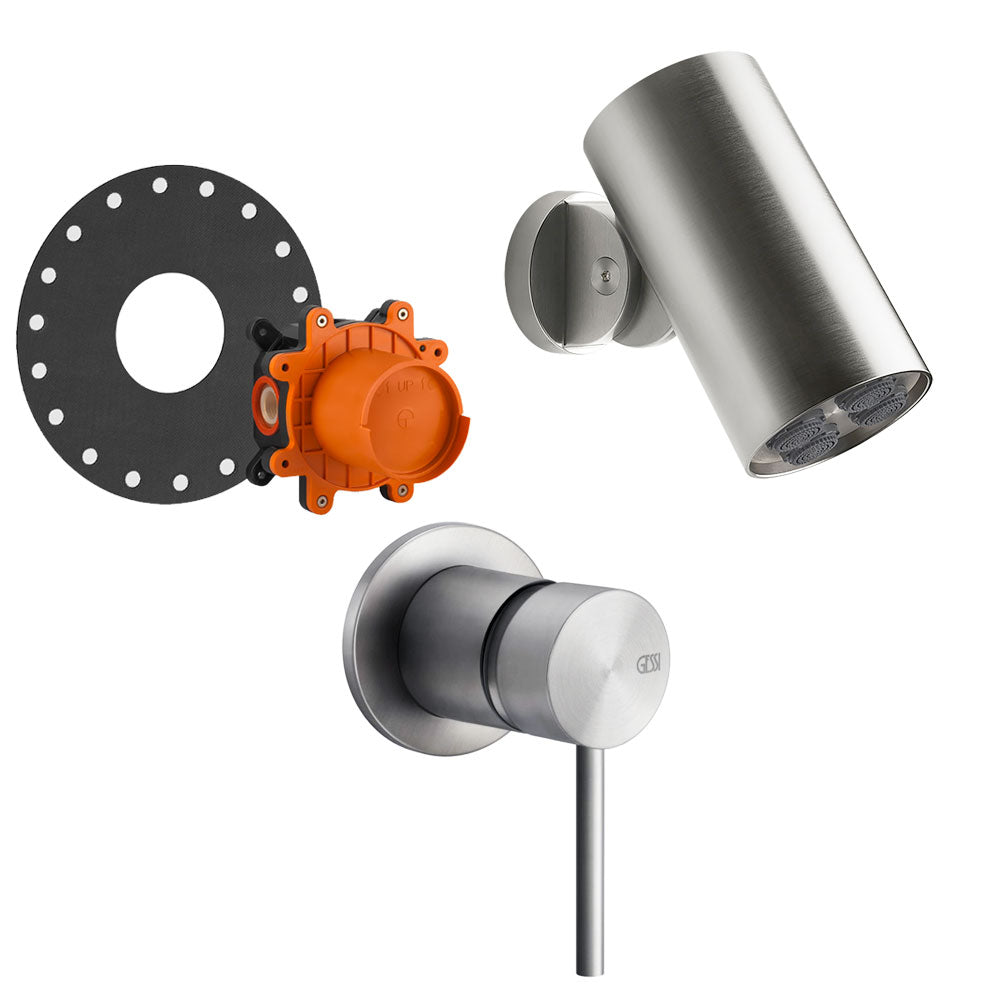 Gessi Spotwater 316 inbouw doucheset met Multispray functie hoofddouche zonder omstel, Geborsteld RVS