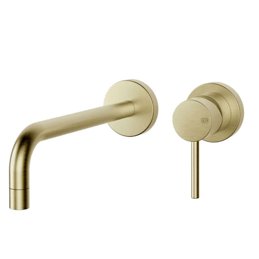 Gessi Via Tortona 2 gats luxe wandmengkraan afbouwset geborsteld messing PVD