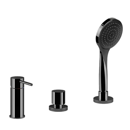 Gessi Via Tortona badvulcombinatie, 3-gats badmengkraan, zwart chroom PVD