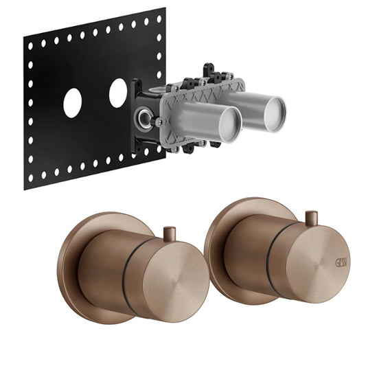 Gessi Bagno 316 afbouwdeel + inbouwdeel baddouche thermostaat 1-weg geborsteld copper PVD