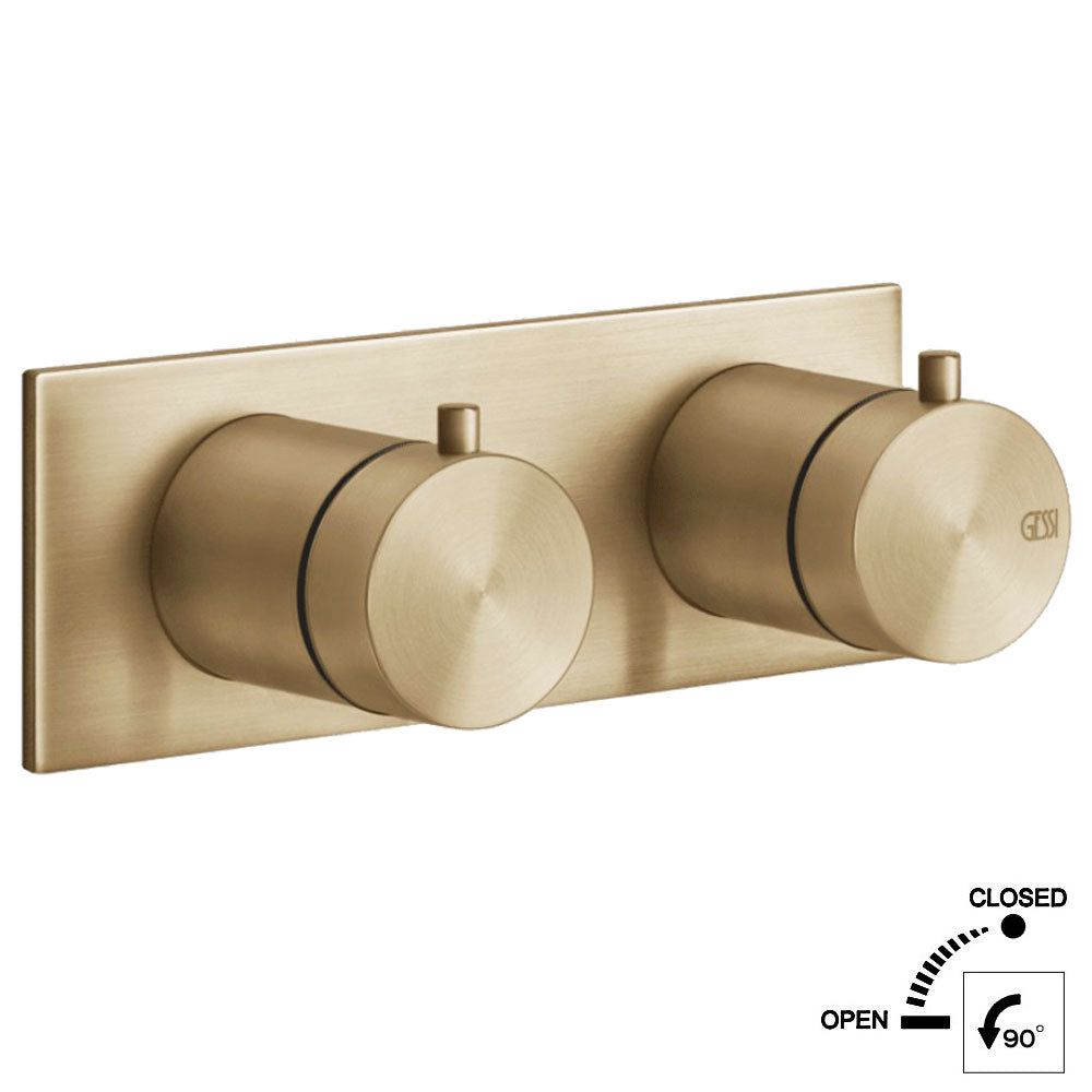 Gessi Bagno 316 inbouw thermostaat afbouwset met achterplaat en 1-weg omsteller, warm geborsteld brons PVD
