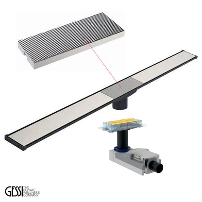 Gessi Shower Drain met afdekplaten 90 x 60 mm, Geborsteld chroom