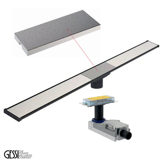 Gessi Shower Drain met afdekplaten 90 x 60 mm, Geborsteld chroom