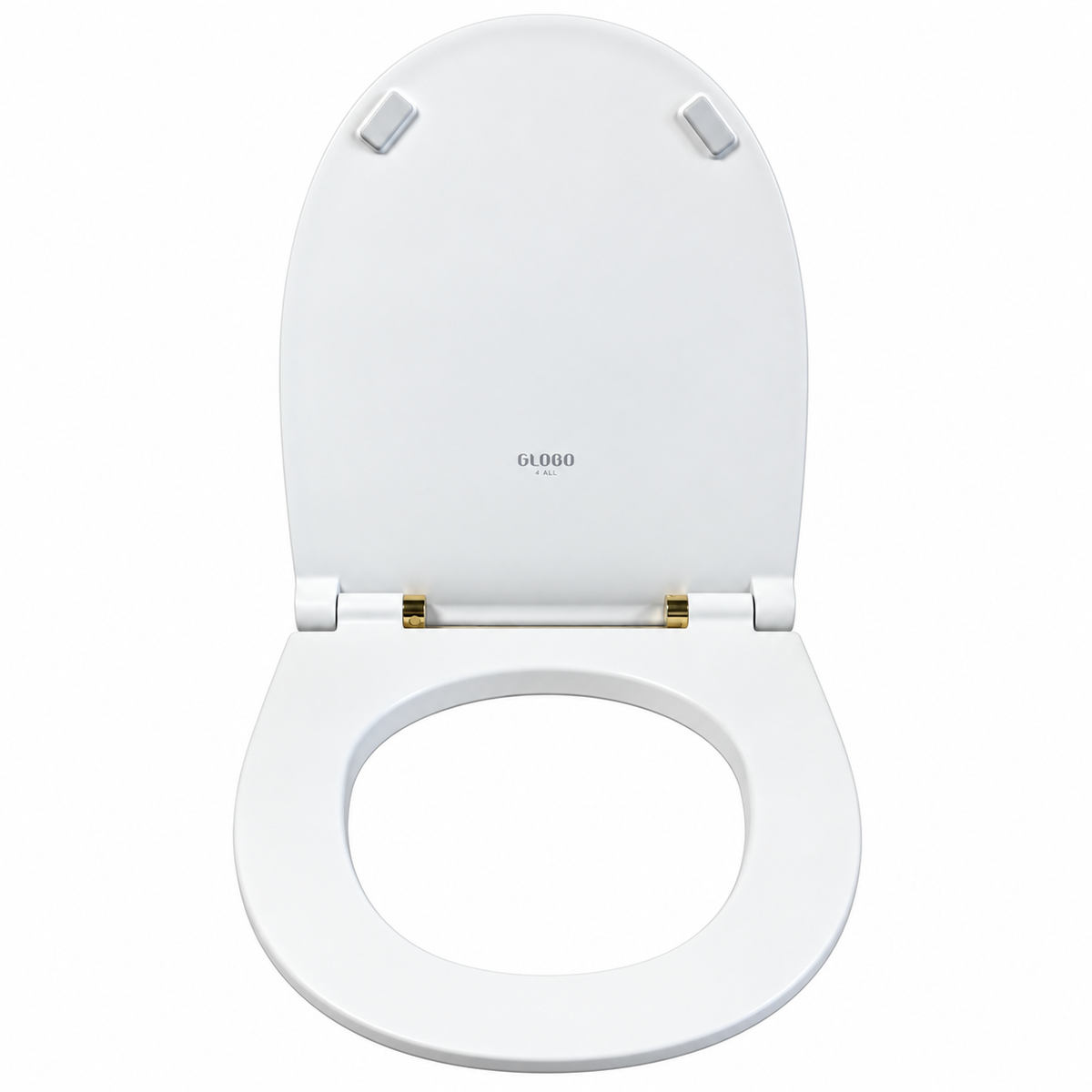 Globo 4ALL closetzitting met softclose – mat wit met goudkleurige scharnieren