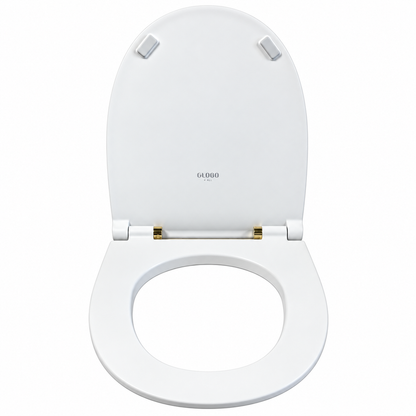 Globo 4ALL closetzitting met softclose – mat wit met goudkleurige scharnieren