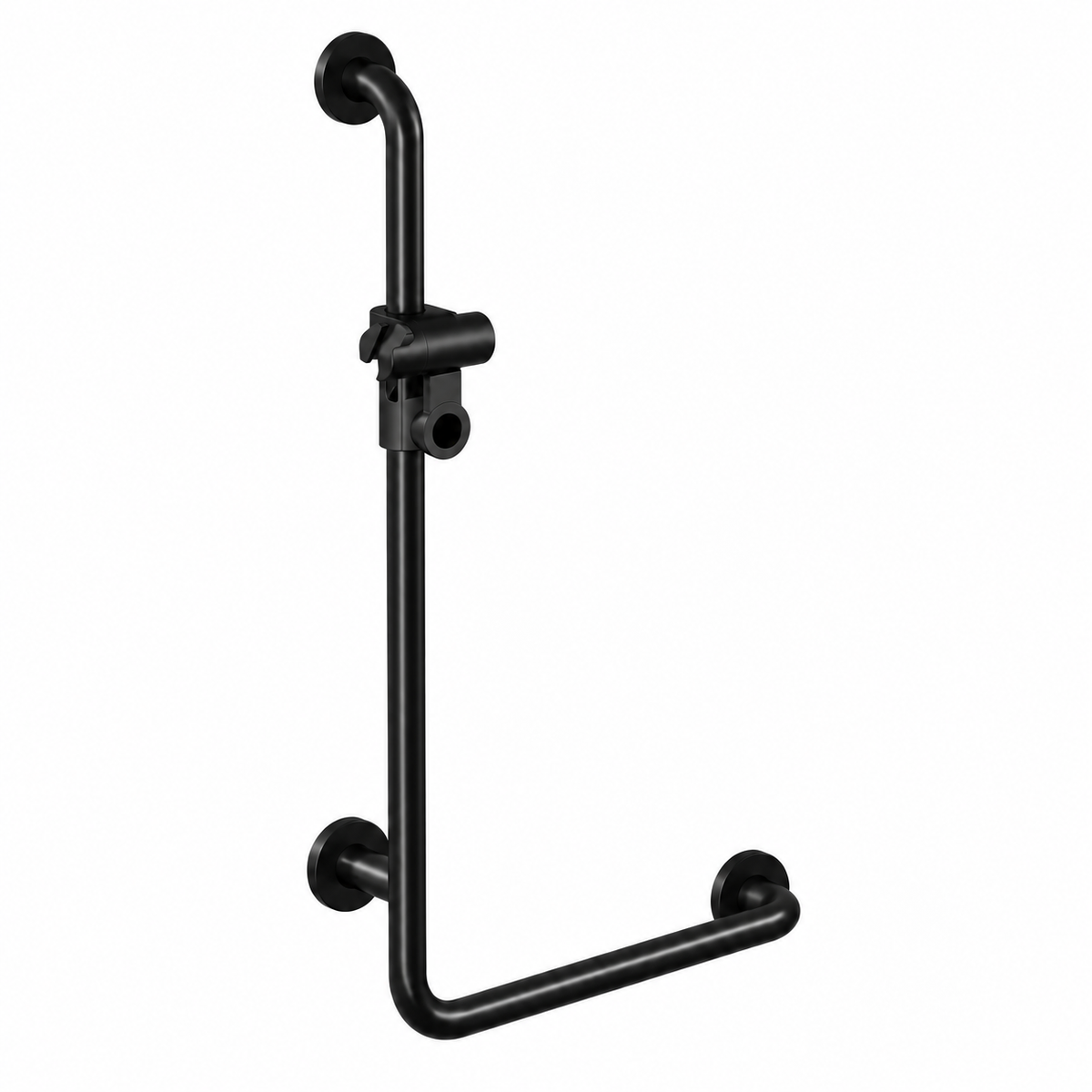 HEWI Serie 801 hoeksteun met douchekophouder, 1100 × 600 mm, Diepzwart