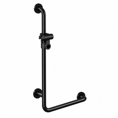 HEWI Serie 801 hoeksteun met douchekophouder, 1100 × 600 mm, Diepzwart