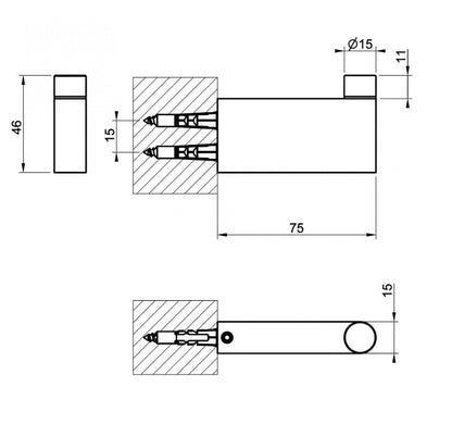 Gessi Origini toiletaccessoires set met toiletrolhouder, haak en wand-wc-borstelhouder, uitgevoerd in donker brons