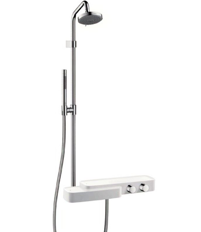 Hansgrohe Axor Bouroullec Showerpipe opbouw doucheset + planchet wit en chroom 