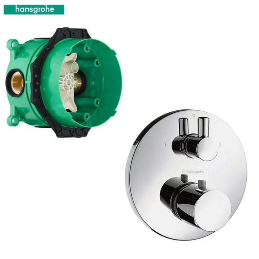 Hansgrohe Ecostat S inbouw bad/douchethermostaatkraan afbouwdeel + inbouwdeel chroom