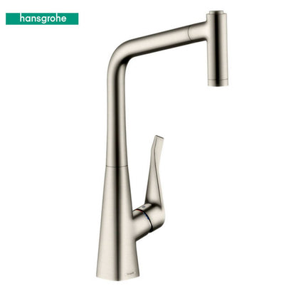 Hansgrohe Metris M71 New keukenkraan met uittrekbare vuistdouche brushed steel