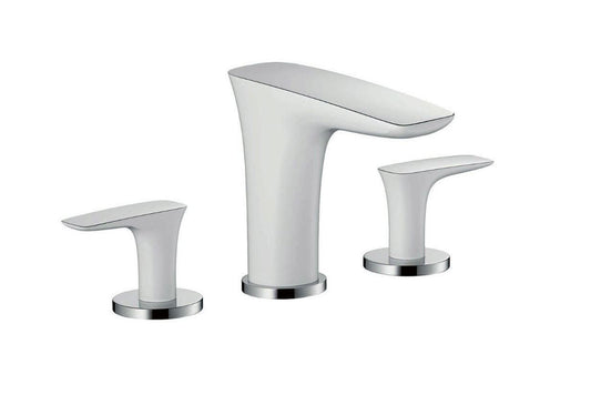 Hansgrohe PuraVida 3-gats wastafelkraan met push open garnituur (wit/chroom)