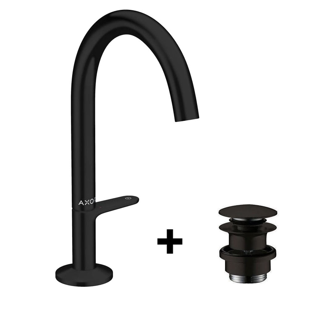 Hansgrohe Axor One wastafelkraan met afvoergarnituur Push-Open, Mat Zwart