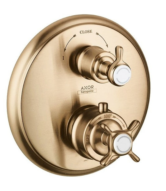 Hansgrohe Axor Montreux thermostaat afbouwdeel met kruisgreep en omstel, geborsteld brons