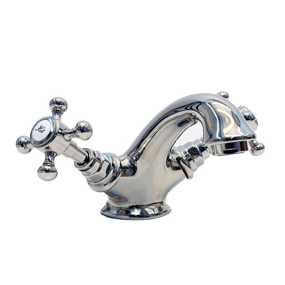 Horton & Studley 1-gats klassieke wastafelkraan met kruisgrepen, glans nikkel