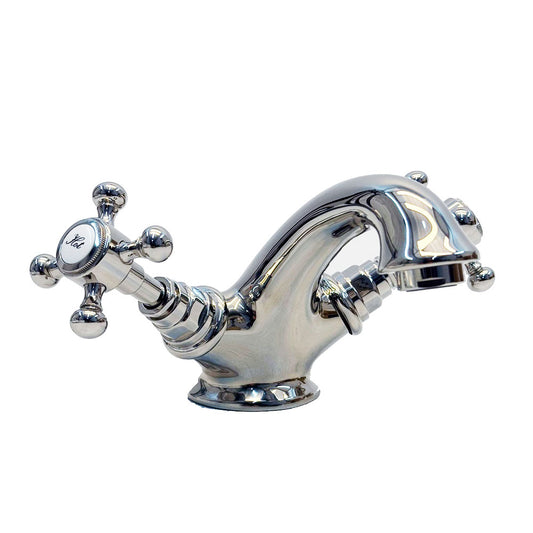 Horton & Studley 1-gats klassieke wastafelkraan met kruisgrepen, glans nikkel