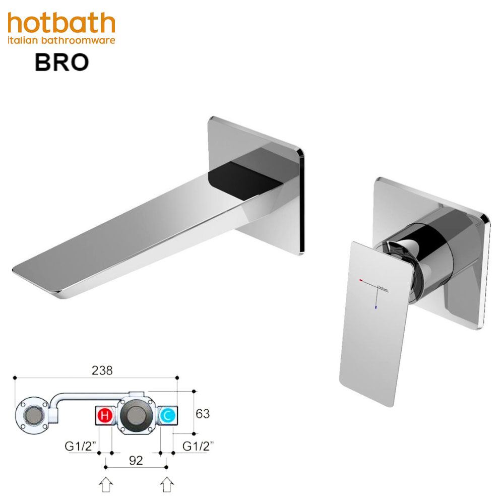 Hotbath BRO BR005 design inbouw wastafelmengkraan chroom