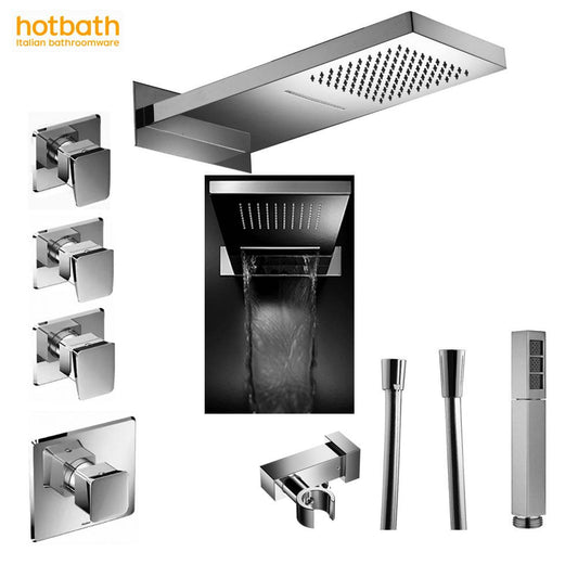 Hotbath Bro inbouw thermostaat doucheset met 3 stopkranen hoofddouche met waterval/cascade chroom