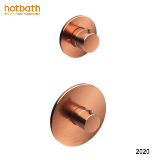 Hotbath Cobber CB012EXT afbouwdeel voor inbouw thermostaat met 1 stopkraan geborsteld koper PVD (model 2020)