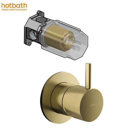 Hotbath Cobber CB031EXT + HBCB031 douche mengkraan afbouwdeel + inbouwdeel, geborsteld messing