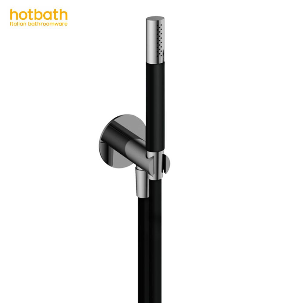 Hotbath Cobber M440BK handdouche set met watertoevoer glanzend zwart chroom