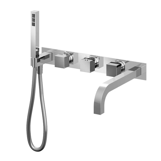 Hotbath Bloke Q062 inbouw bad thermostaat met 2 stopkranen en uitloop, Chroom