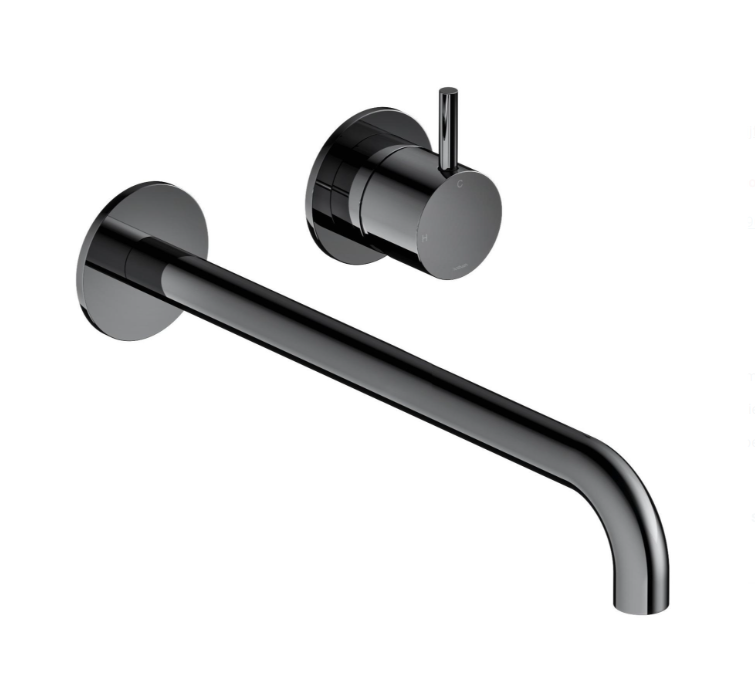 Hotbath Cobber CB005EXT wastafelmengkraan afbouwdeel met 25 cm uitloop, Zwart Chroom