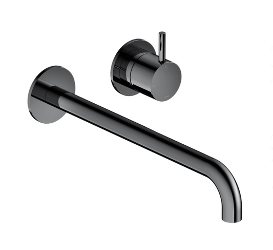 Hotbath Cobber CB005EXT wastafelmengkraan afbouwdeel met 25 cm uitloop, Zwart Chroom