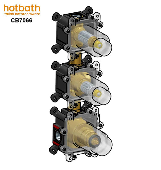 Hotbath Cobber Inbouw douche thermostaat met 2 stopkranen verticale plaatsing HBCB7066