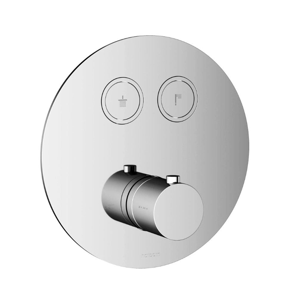 Hotbath Cobber afbouwdeel thermostaat 2 pushbuttons rond geborsteld nikkel (PB009EXT)