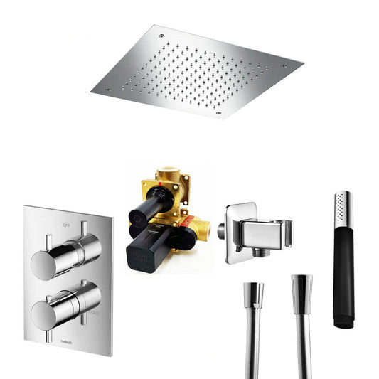 Hotbath Laddy luxe inbouw doucheset met 30 cm vierkant inbouw plafondmontage hoofddouche, chroom