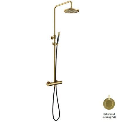 Hotbath Cobber SDS9BBP thermostatische regendoucheset met Ø 20 cm hoofddouche – Geborsteld Messing PVD