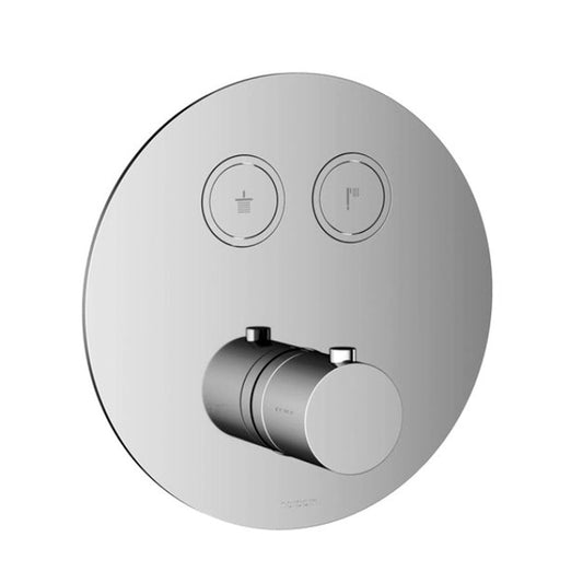 Hotbath Cobber afbouwdeel thermostaat 2 pushbuttons rond geborsteld nikkel