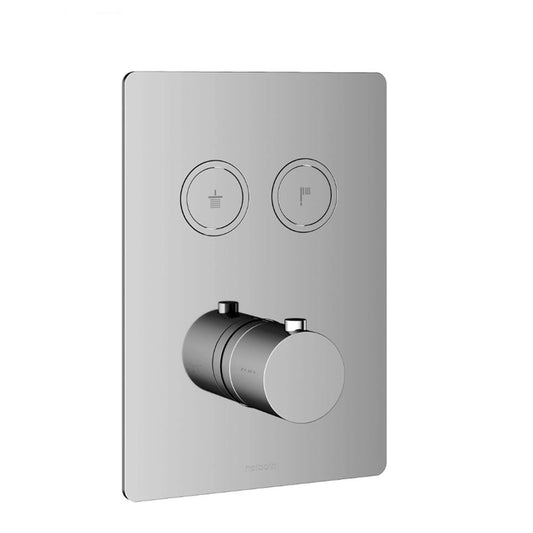 Hotbath Cobber afbouwdeel thermostaat 2 pushbuttons vierkant geborsteld nikkel