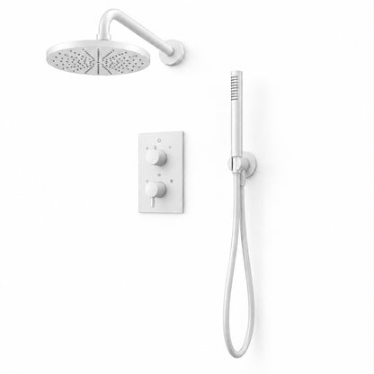 Xenz Duero thermostat inbouwset met staaf- en regendouche 20 cm mat wit. incl. tecbox