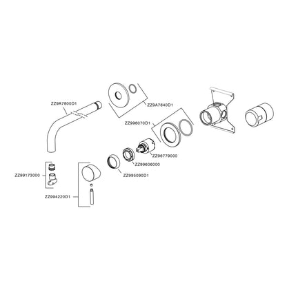 Cisal Xion of Xenz Pure RVS 316 Serie wastafelkraan 2-gats compleet met inbouwdeel 250 mm lang RVS geborsteld