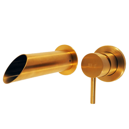 JEE-O Pure 2 gats luxe wand wastafelmengkraan dark gold (mat goud PVD gecoat RVS)