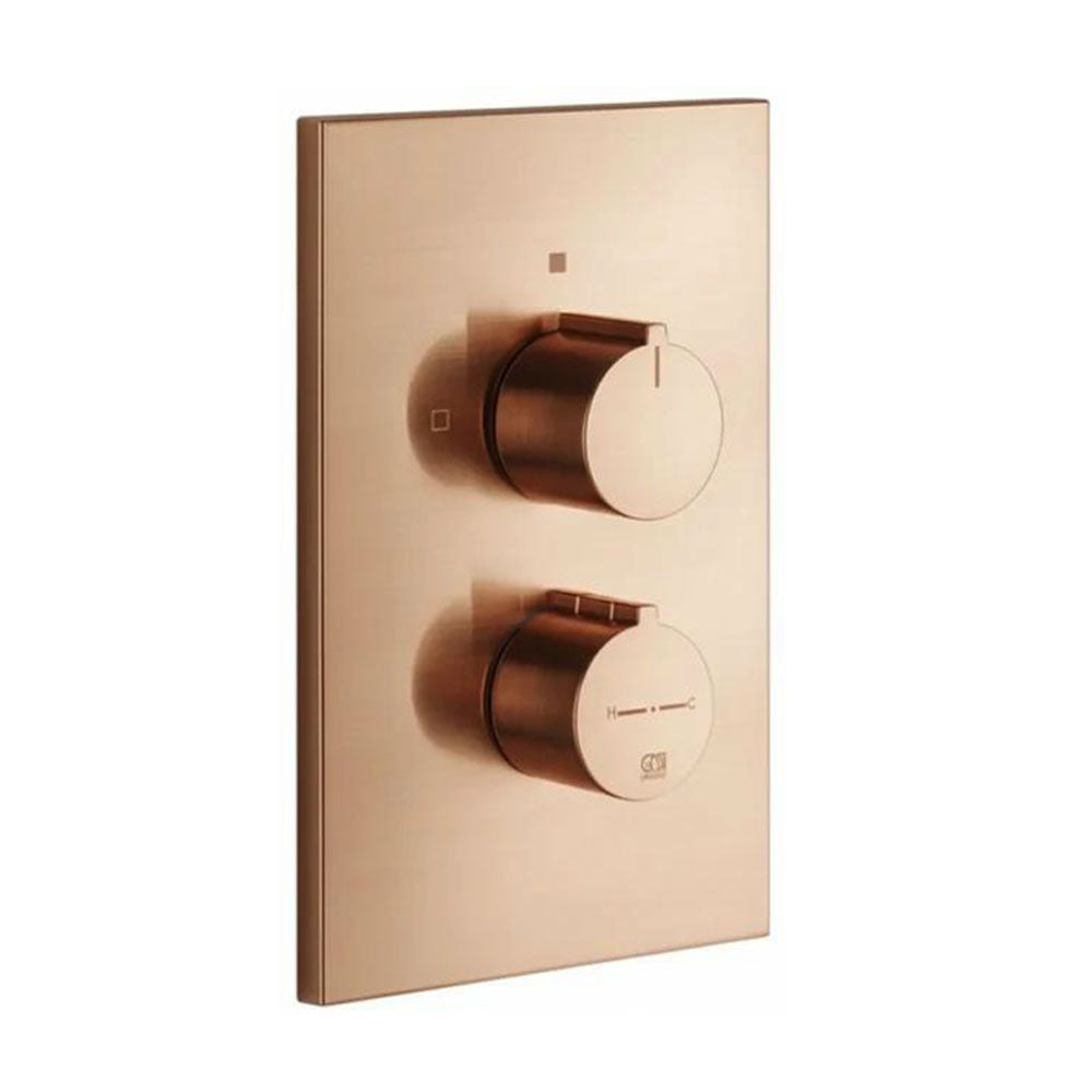 Gessi Emperio 2-weg inbouw + afbouwdeel douche thermostaatkraan, Geborsteld Koper
