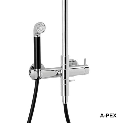 Damixa APex thermostatische design douchemengkraan met hoofddouche en handdoucheset chroom