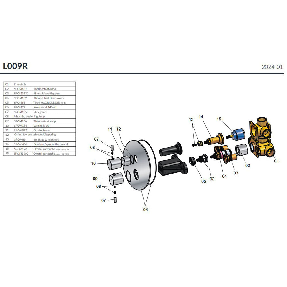 Hotbath Douchethermostaat Inbouwdeel met 2-weg Omstel – Geschikt voor Laddy Afbouwdelen – Chroom