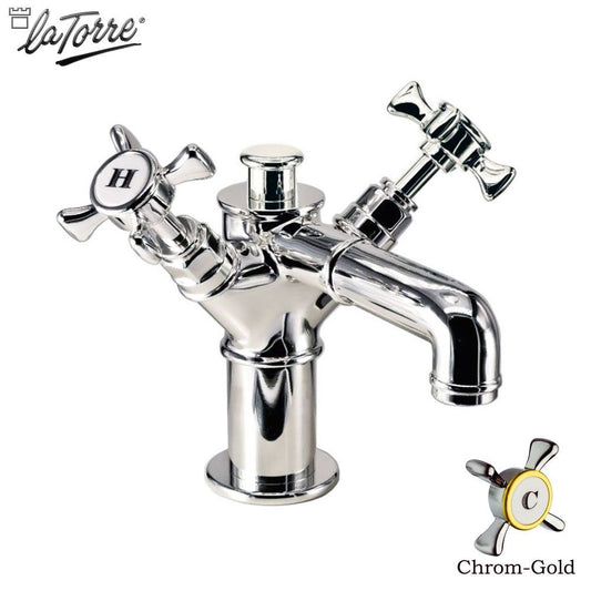 La Torre Victoria vintage prachtige wastafelkraan met waste chroom/goud