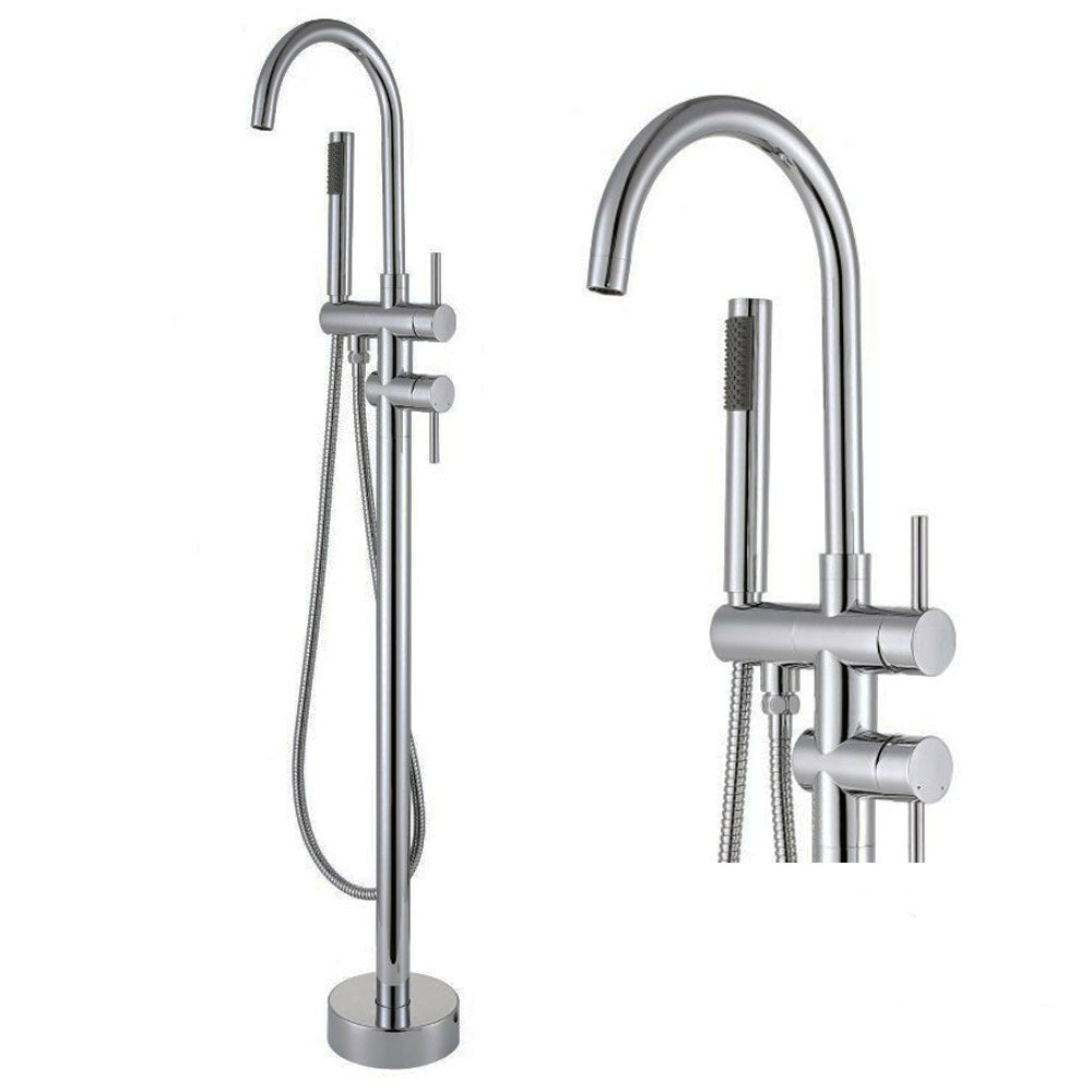 Luca Sanitair Vasca vrijstaande badmengkraan met ronde uitloop, Chroom