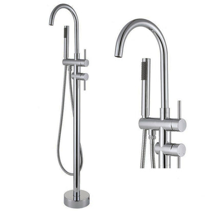 Luca Sanitair Vasca vrijstaande badmengkraan met ronde uitloop, Chroom