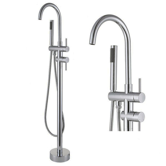 Luca Sanitair Vasca vrijstaande badmengkraan met ronde uitloop, Chroom