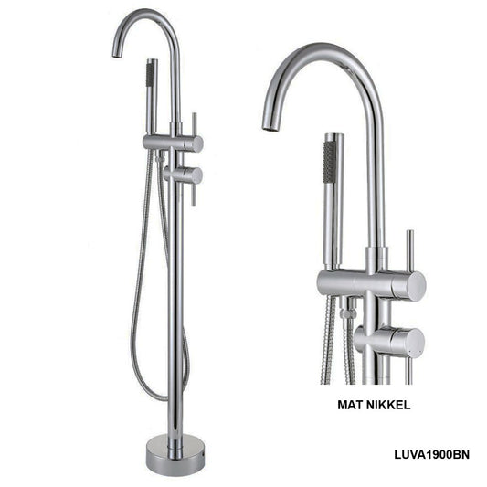 Luca Sanitair Vasca vrijstaande luxe slanke badmengkraan geborsteld mat nikkel